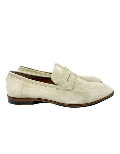 Bally Webb 6303295 Men's Fossil Calf Suede Leather Penny Loafers In White