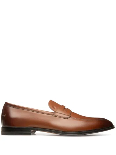 Bally Webb Leather Loafers In Brown