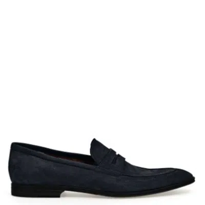 Bally Wedian Nubuk Penny Loafers In Blue