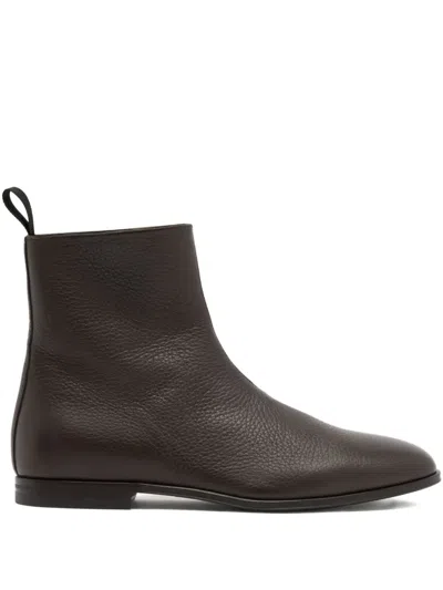 Bally Westminster Grained Boots In Brown