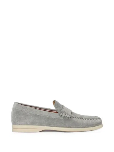 Bally Whipstitch Suede Loafers In Animal Print