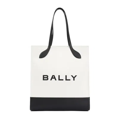 Bally Logo Shopping Bag In Io Natural Black Oro