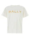 Bally Organic Cotton T-shirt With Metallic Gold Logo In White