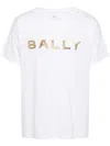 Bally Organic Cotton T-shirt With Metallic Gold Logo In White
