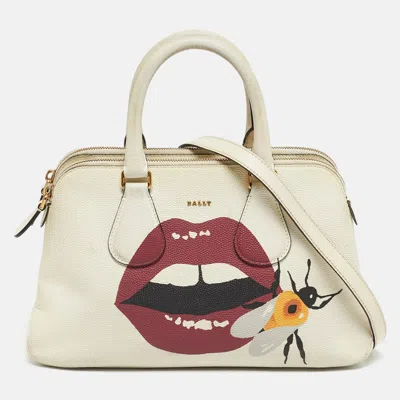 Bally White Leather Berekely Lip Print Bag In Multi