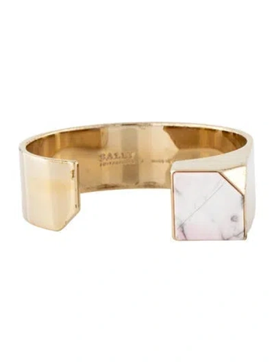 Pre-owned Bally White Stone Cuff, 6.75" In Multicolor