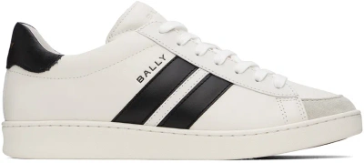 Bally Tyger Leather Low Top Trainers In White,black