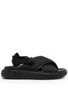Bally Wide Crossover-straps Flat Sands In Black
