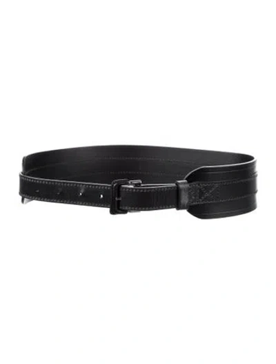 Pre-owned Bally Wide Leather Waist Belt In Black