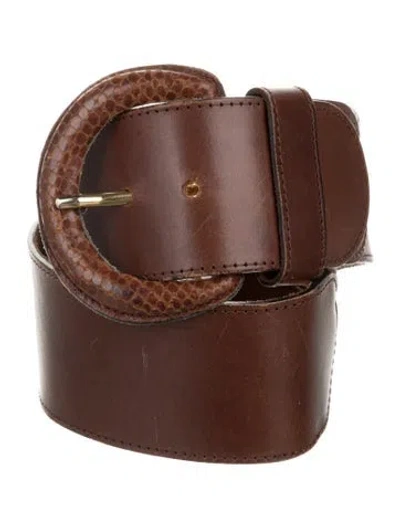 Pre-owned Bally Wide Leather Waist Belt In Brown