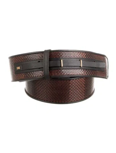 Pre-owned Bally Wide Leather Waist Belt W/ Tags In Brown