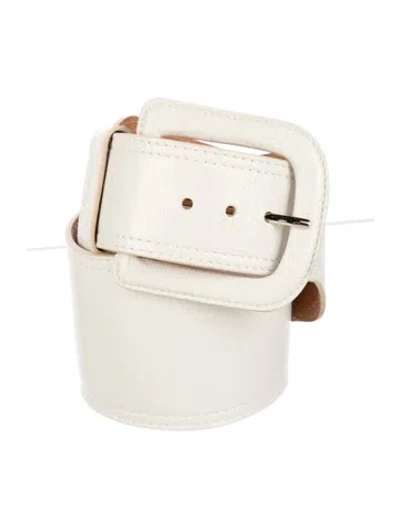 Pre-owned Bally Wide Leather Waist Belt In White