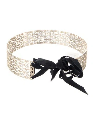 Pre-owned Bally Wide Metal Waist Belt In Gold