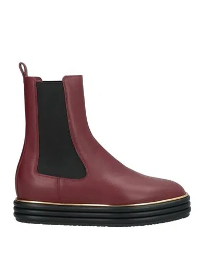 Bally Woman Ankle Boots Burgundy Size 7.5 Calfskin In Red