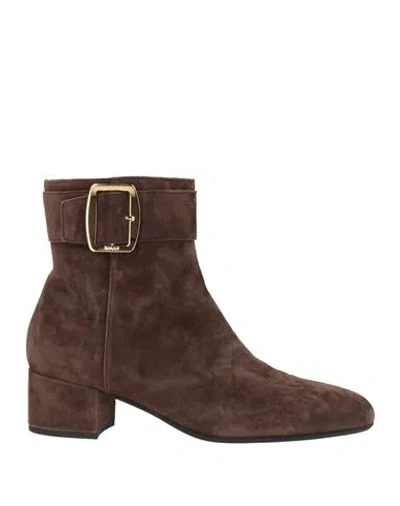 Bally Woman Ankle Boots Chocolate Brown Size 10.5 Goat Skin