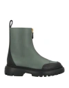 Bally Woman Ankle Boots Sage Green Size 7.5 Leather In Green
