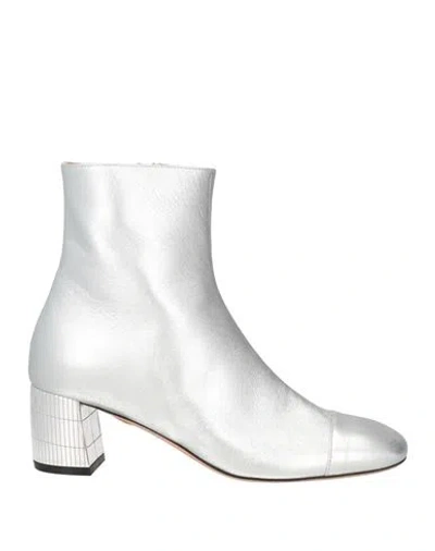 Bally Woman Ankle Boots Silver Size 7.5 Leather In White