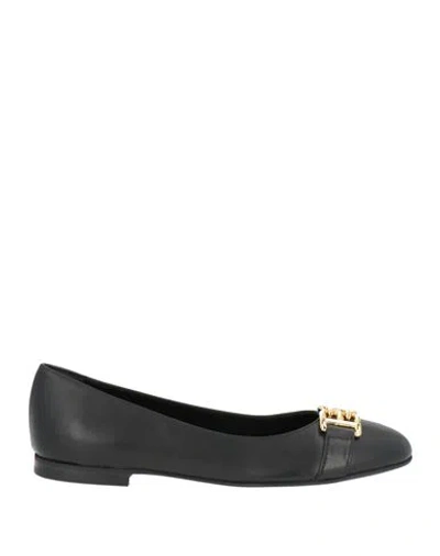 Bally Woman Ballet Flats Black Size 6.5 Calfskin