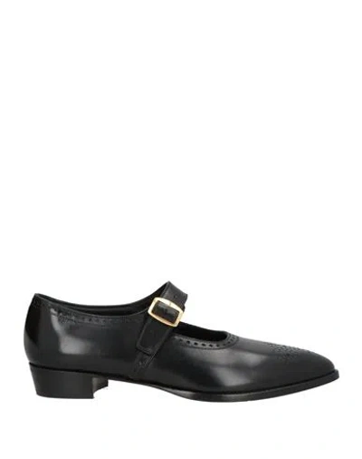 Bally Woman Ballet Flats Black Size 7.5 Calfskin In Multi