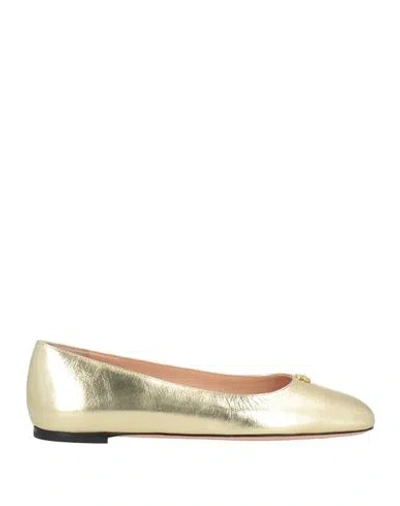 Bally Woman Ballet Flats Gold Size 7.5 Goat Skin In Multi