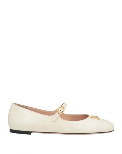 Bally Woman Ballet Flats Ivory Size 6.5 Calfskin In White