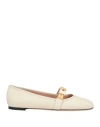 Bally Woman Ballet Flats Ivory Size 7.5 Lambskin In White