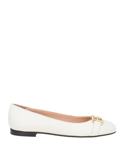 Bally Woman Ballet Flats Off White Size 6 Calfskin