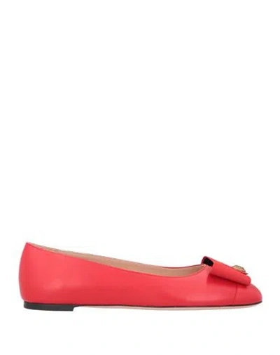Bally Woman Ballet Flats Red Size 5.5 Lambskin