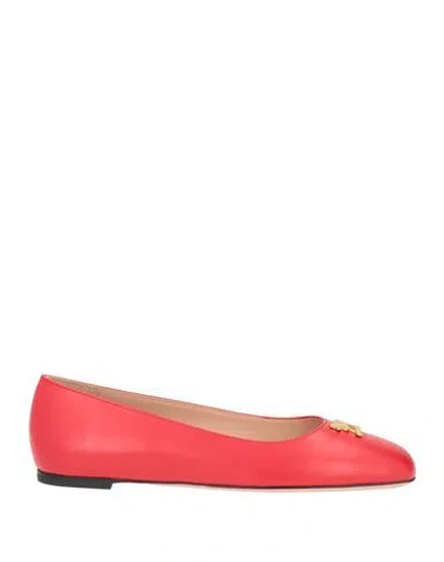 Bally Woman Ballet Flats Red Size 6 Calfskin