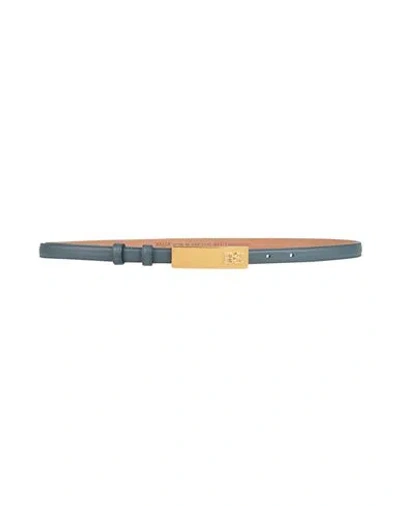Bally Woman Belt Slate Blue Size 38 Calfskin, Metal In Green