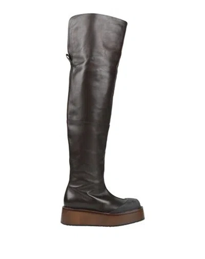 Bally Woman Boot Dark Brown Size 7.5 Calfskin In Black