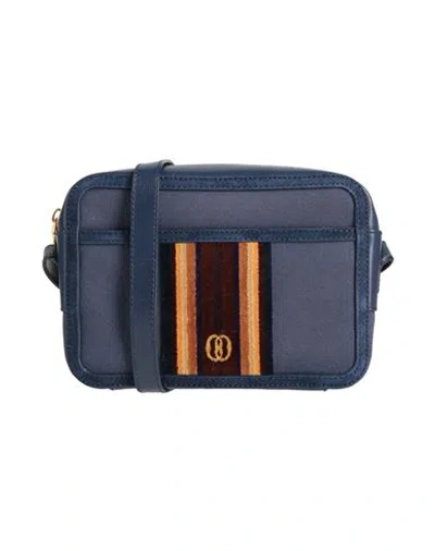 Bally Woman Cross-body Bag Navy Size - Textile Fibers, Leather In Blue