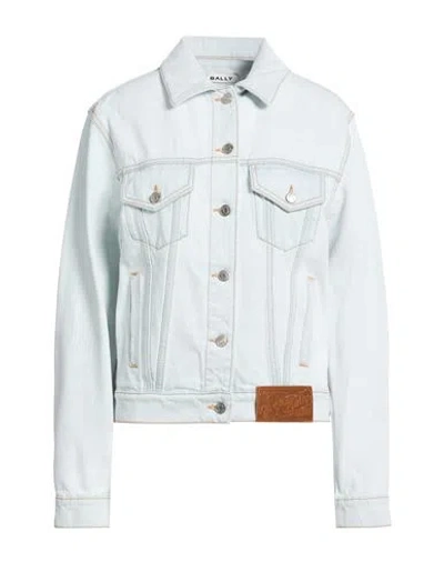 Bally Woman Denim Outerwear Blue Size 10 Cotton, Cow Leather