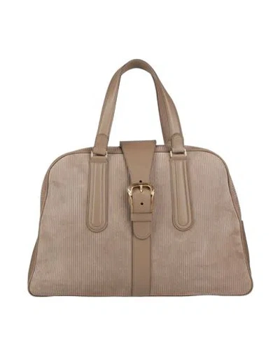 Bally Woman Handbag Khaki Size - Leather, Textile Fibers In Beige
