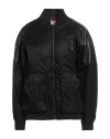 Bally Woman Jacket Black Size 10 Recycled Nylon, Lambskin, Cotton, Polyester, Elastane In Black