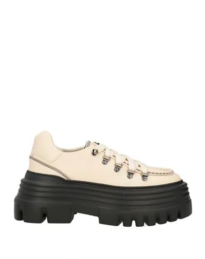 Bally Woman Lace-up Shoes Beige Size 8.5 Leather