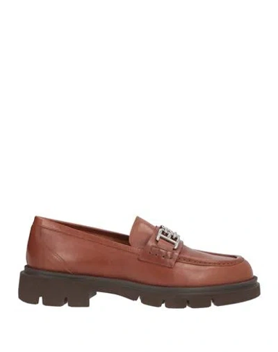 Bally Woman Loafers Brown Size 8.5 Leather