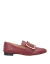 Bally Woman Loafers Burgundy Size 7.5 Calfskin In Red