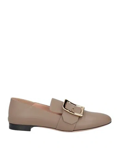 Bally Woman Loafers Khaki Size 9.5 Calfskin In Beige