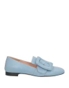 Bally Woman Loafers Light Blue Size 7.5 Goat Skin In Blue