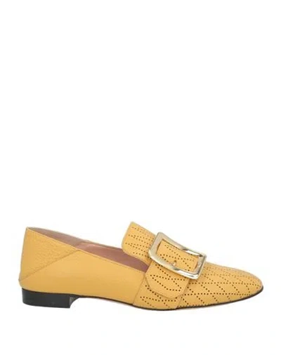 Bally Woman Loafers Mustard Size 6.5 Calfskin In White