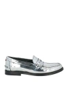 Bally Woman Loafers Silver Size 5.5 Calfskin In Silver