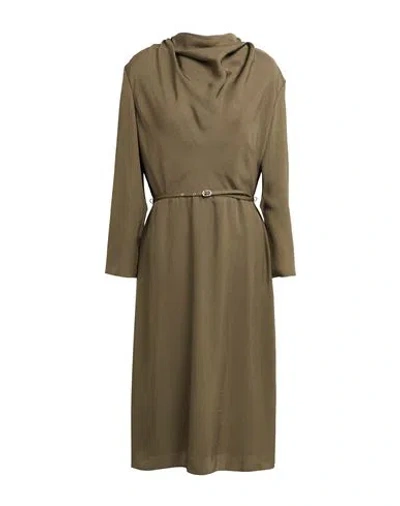 Bally Woman Midi Dress Military Green Size 10 Acetate