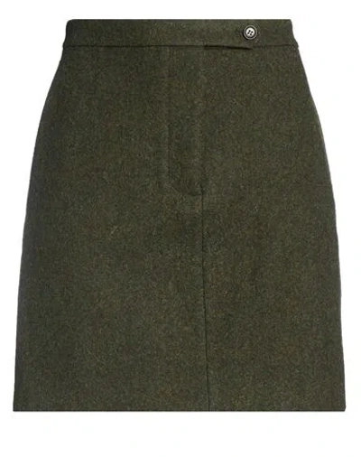 Bally Woman Mini Skirt Military Green Size 10 Virgin Wool