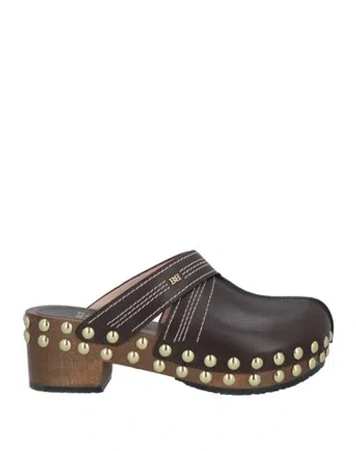 Bally Woman Mules & Clogs Dark Brown Size 5.5 Calfskin