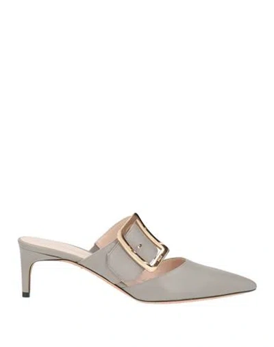 Bally Woman Mules & Clogs Grey Size 7.5 Goat Skin In Gray