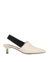 Bally Woman Pumps Ivory Size 5 Calfskin, Textile Fibers In White
