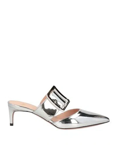 Bally Woman Mules & Clogs Silver Size 5.5 Calfskin In Metallic