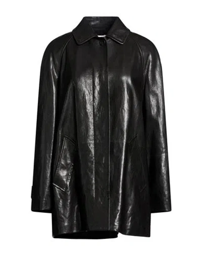 Bally Woman Overcoat & Trench Coat Black Size 10 Lambskin