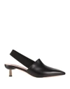 Bally Woman Pumps Black Size 10.5 Calfskin, Textile Fibers